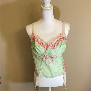 Cacique Green and Pink Corset